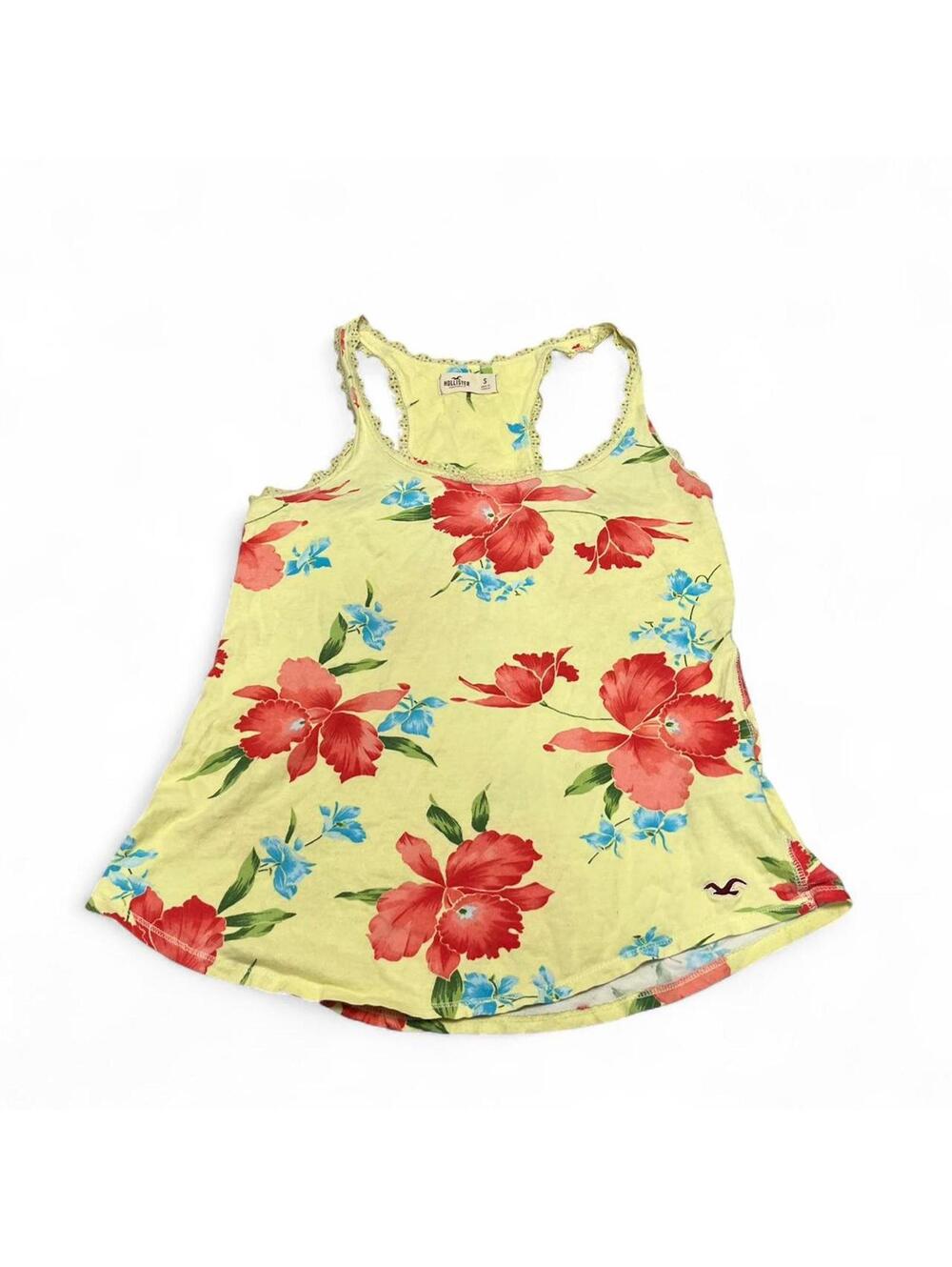 Y2k Hollister yellow floral tank top